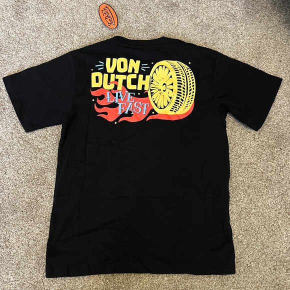Kids Von Dutch Black and Yellow Graphic Tee and sweatpants - Picture 3 of 6